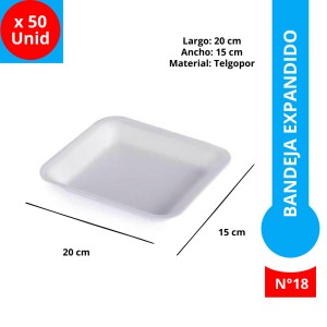 BANDEJA EXPANDIDO BANDEX N°18 x 50u 20x15cm